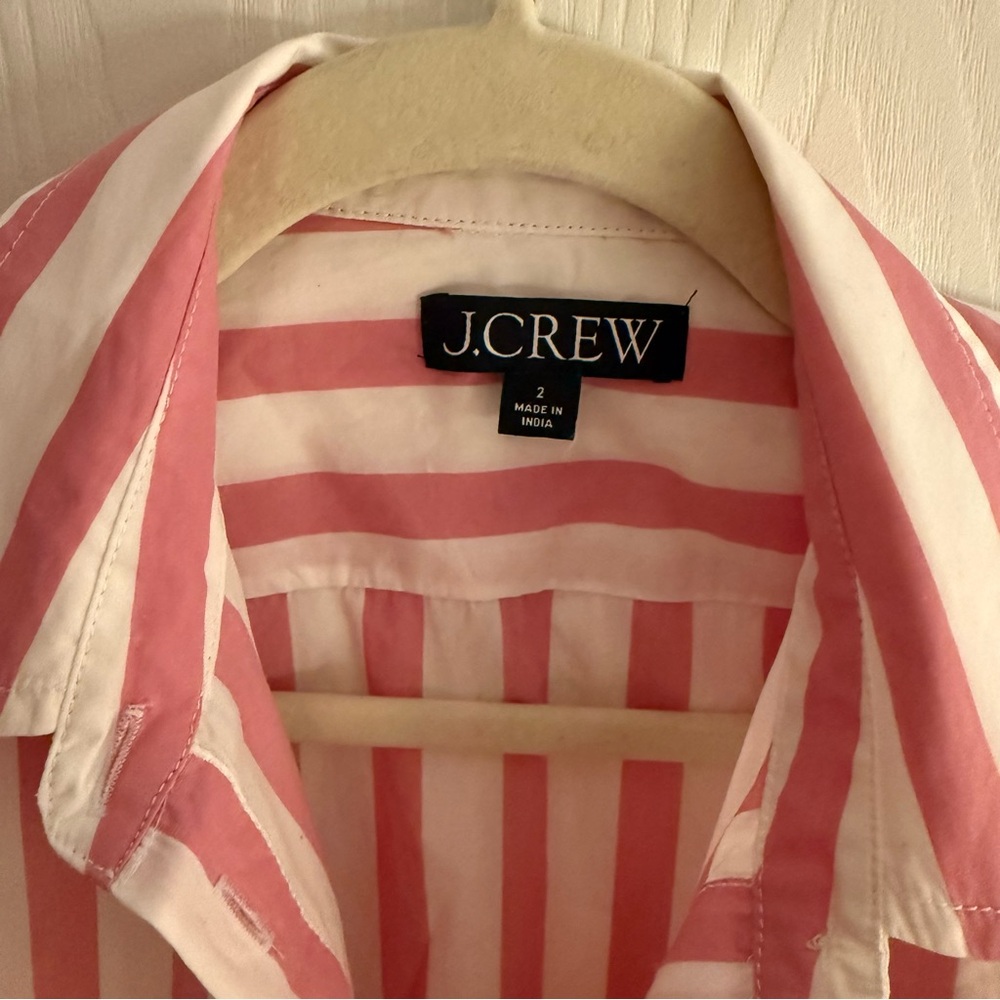 J. Crew Pink and White Striped Blouse
